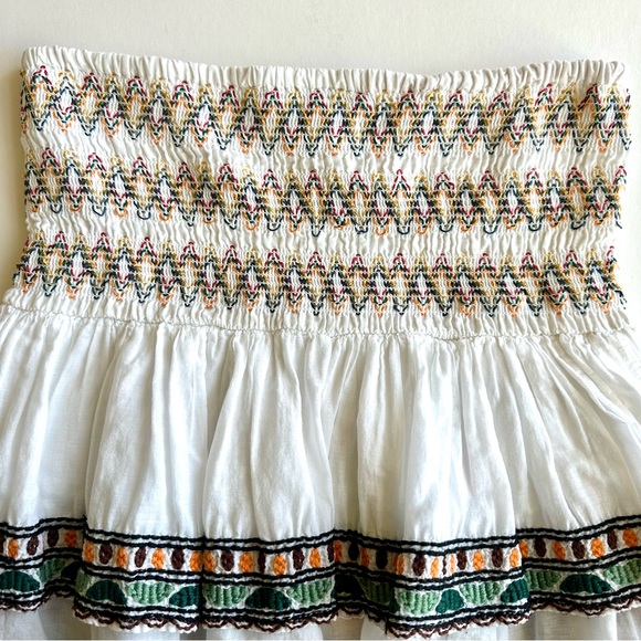 ❌DONATED❌ ZARA White & Multi-Colored Embroidered Skirt with Elastic Waistband - Picture 11 of 12